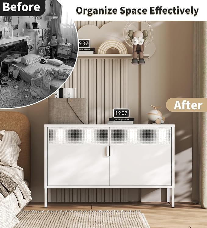 White Metal Storage Cabinet - Image 5