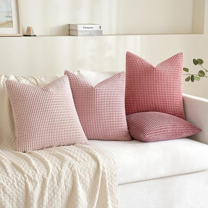 MIULEE Aesthetic Pink Spring Decorative Pillow Covers 20x20 Inch Set of 4 - Image 2