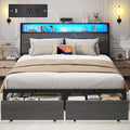 Lifezone Full Bed Frame with 2-Tier Storage Headboard, Metal Bed Frame with by Lifezone
