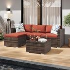 5-Piece Outdoor Sectional Sofa Set, All-Weather PE Rattan Patio Furniture - Image 5