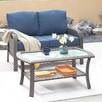 ovios 2-Piece Patio Furniture Set, Outdoor Wicker Sofa by OVIOS