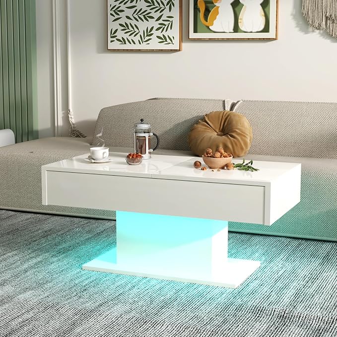 HedoAjim White LED Coffee Table - Image 11
