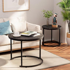 aboxoo Round Nesting Coffee Table Side Set of 2 End Tables - Image 8