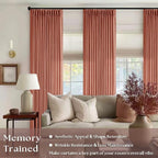 Red Clay Linen Pinch Pleated Curtains 108 Inches Long 2 Panels Firebrick | - Image 2