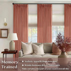 Firebrick Pleated Linen Curtains 96 Inches Long - Image 2