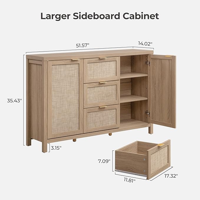 SICOTAS 52" Larger Sideboard Buffet Coffee Bar Cabinet - Image 3