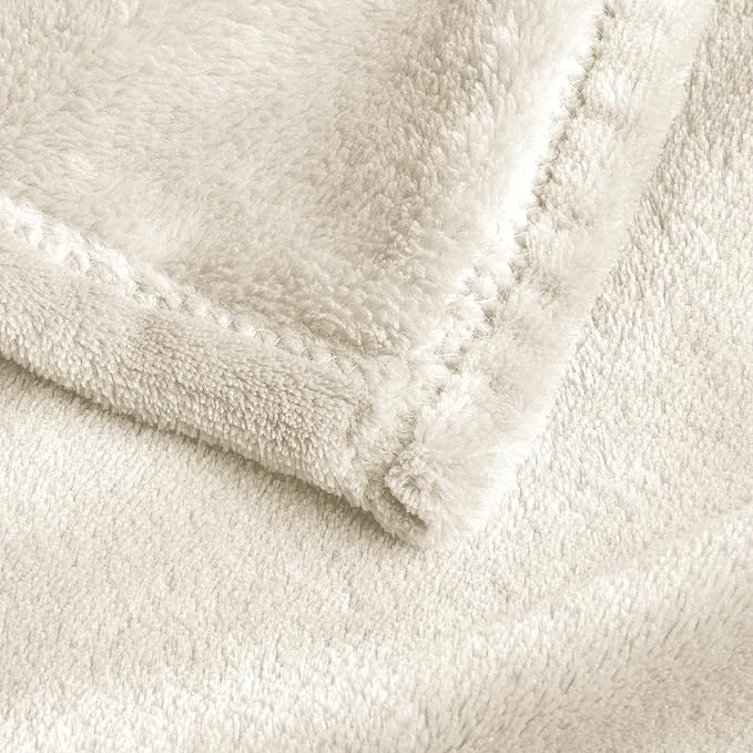 BEDELITE Fleece Blanket Soft Plush Oversized Bed Blanket Cream 120"x120" | - Image 5