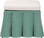 Bali & pari Palm Bohemian Seafoam Green Scallop Rattan Ottoman - Image 4