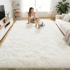 OLANLY Area Rugs for Living Room Bedroom, Machine Washable 4x5.9 ft Soft Fluffy by OLANLY
