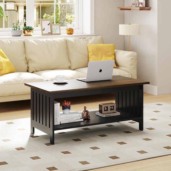 YOSHOOT 39.4" Farmhouse Coffee Table - Image 3