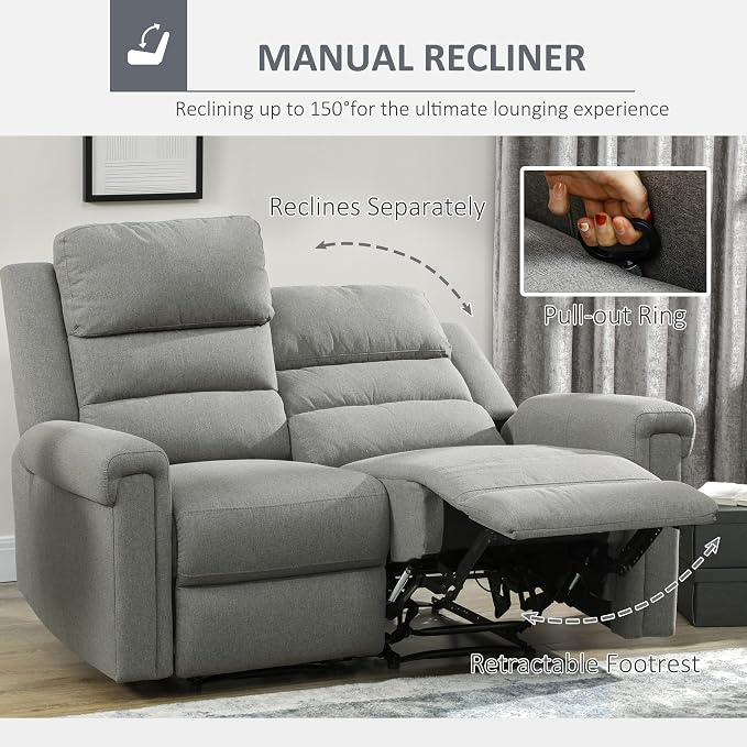 HOMCOM 2 Seater Recliner Sofa - Image 5