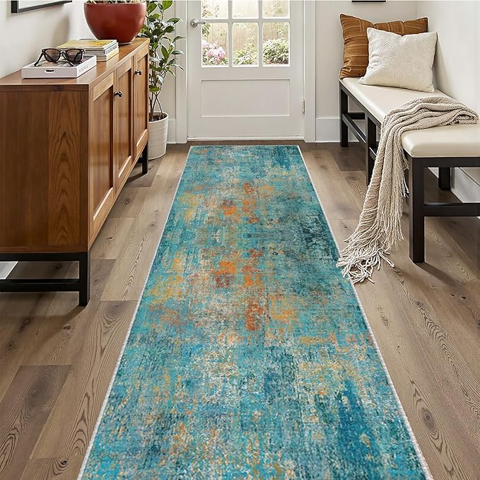 RELEANY Washable Runner 2'x10' Abstract Area Rug by RELEANY