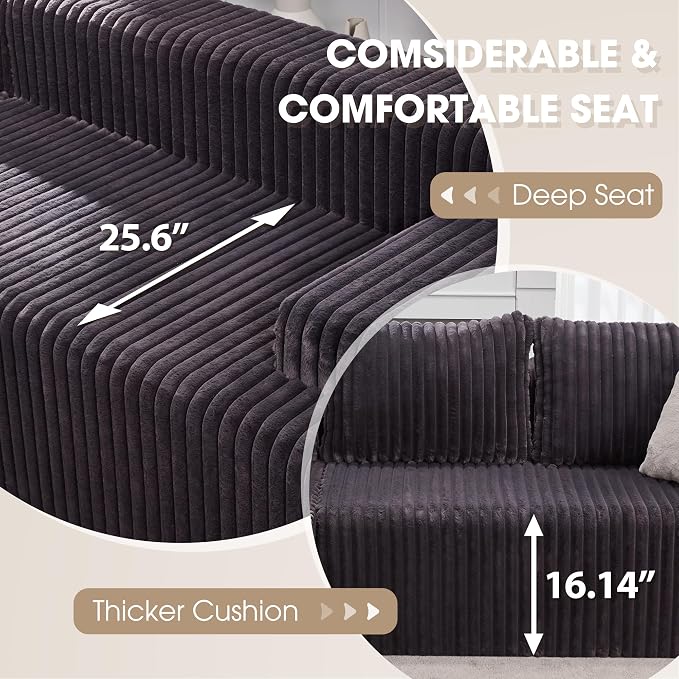 Hobestluk Modular Sectional Sofa Couches L-Shape Couch 3 Seat Modular Sofa - Image 7