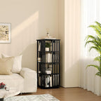 YOWOS Rotating Bookshelf Tower, 360° Display Spinning Bookcase, Bamboo - Image 8