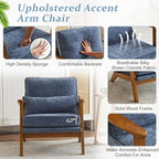 VINGLI Solid Wood Wide Armrests Accent Chair, Upholstered Mid Century Modern - Image 5