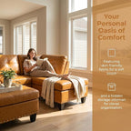 97.5" Yellow L Shaped Couch Set Leather, Modular Sectional Couches - Image 4