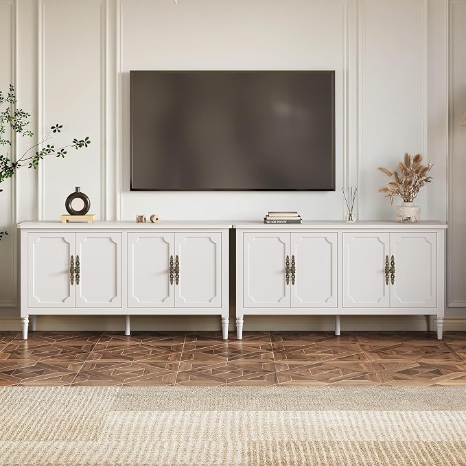 FansaFurn Sideboard with 4 Doors, Mid-Century Console Table with Adjustable - Image 3