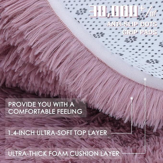 OLANLY Blush Round Rugs for Bedroom - Image 7