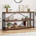 LVB Industrial Console Entryway Table, Metal Wood Rustic Sofa Table by LVB