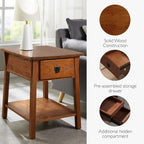 Leick Home Mission End Table, Solid Wood, 1 Storage Drawer, Secret Compartment - Image 7