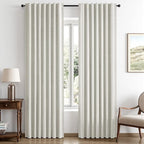 MIULEE 100% Blackout Linen Curtains 42 x 84 Inch Light Beige 2 Panels | Thermal by MIULEE