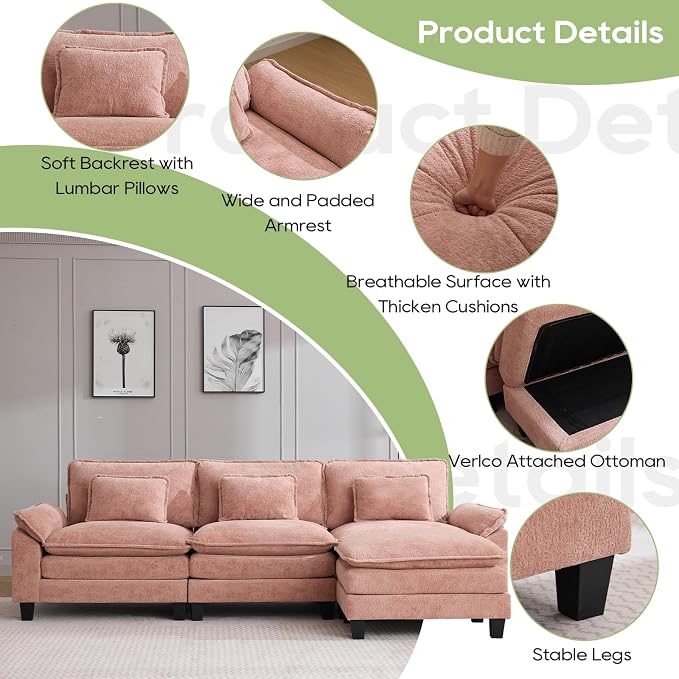 Oprisen 120" Modular Sectional Sofa, Comfy Cloud Couch Sectional Sofa - Image 6