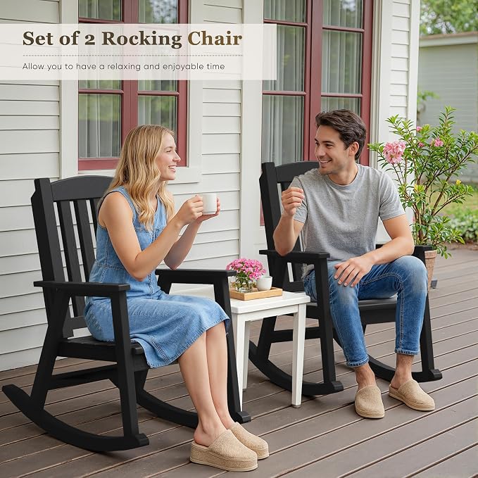 Greesum Outdoor Rocking Chair, 300lbs All-Weather Patio Rocker, Rust-Proof & - Image 6
