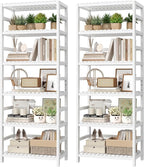 FOTOSOK 6-Tier Bamboo Shelf Set of 2, Bamboo Bookcase by FOTOSOK