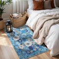 Blue Garden Floral Hallway Runner Rug 2x4 by WelcometoBabovid