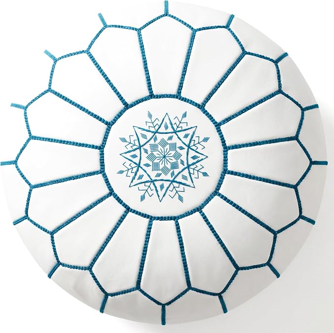 Marrakesh Gallery Genuine Leather Round Pouf Unstuffed - Image 2