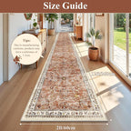 Yamaziot 2x12 Washable Hallway Runner Rug Non Slip Floral Carpet, Brick-red | - Image 2