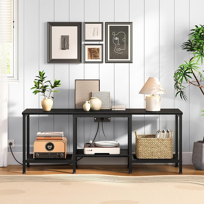 HOOBRO TV Stand with Charging Station to 55 Inches, LED Entertainment Center - Image 4