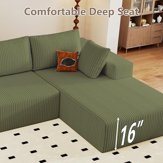 95" Cloud Sectional Couch U-Shaped Chaise - Image 8