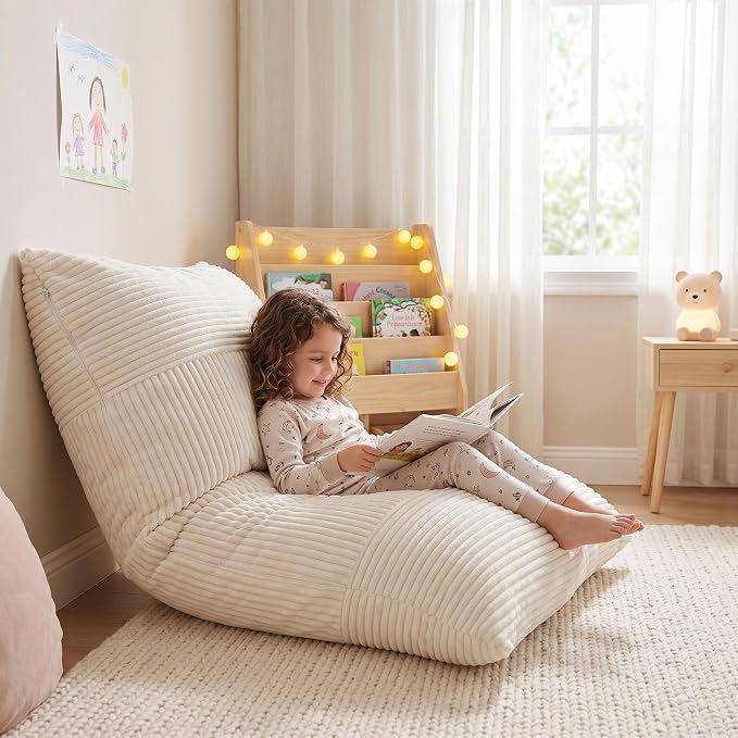 BRINJOY 3 in 1 Kids Bean Bag Chair Bed, Memory Foam Filled Floor Bed Bean Bag - Image 8