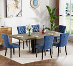 Henf 63"-79" Dining Table Set for 6, 7 Pieces Extendable Dining Table and 6 by Henf
