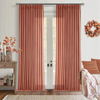 Red Clay Linen Pinch Pleated Curtains 108 Inches Long 2 Panels Firebrick | by Twodrapes