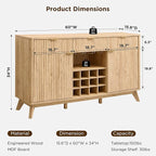 OKD Fluted Wine Bar Cabinet, 3 Drawers, 4 Glass Holders & 12 Wine Racks - Image 2