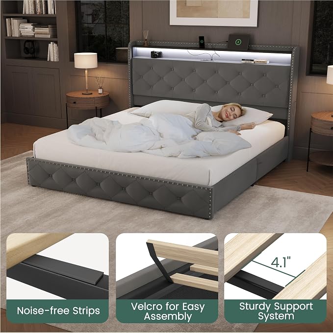 LARMACE Queen LED Bed Frame - Image 9
