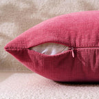 MIULEE Hot Pink Red Chenille Couch Throw Pillow Covers, 18x18 | Set of 2 - Image 3