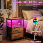 Fixwal Night Stand with Charging Station, LED Nightstand with U-S-B Ports and - Image 4