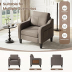 Accent Chair for Living Room Modern Linen Upholstered Armchair Side Wooden - Image 5