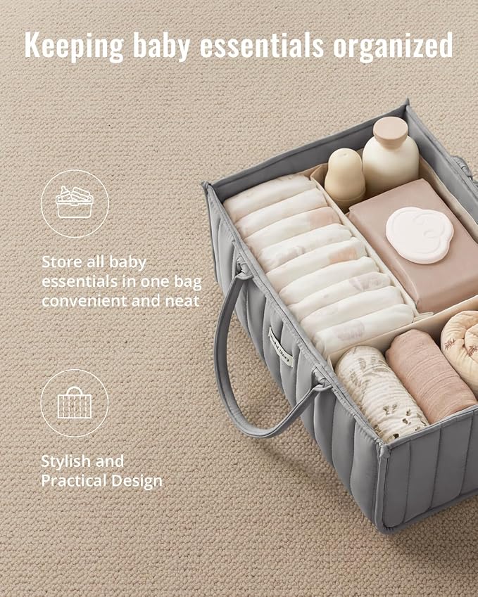 Blissful Diary Baby Diaper Caddy Organizer, Stylish Storage Basket - Image 4