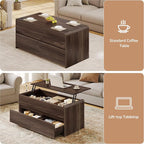 Coffee Table Lift Top with 2 Drawers, 40 Inch Multi-Function Coffee Table with - Image 3