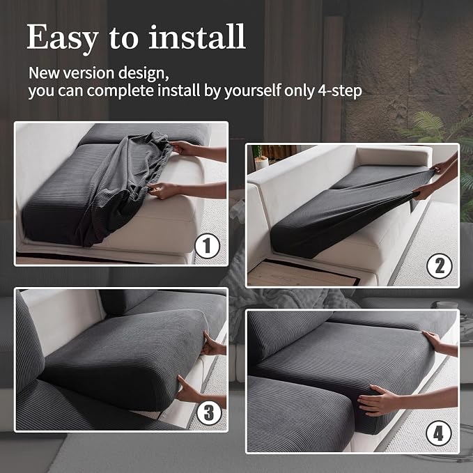 OHSIO Sectional Couch Covers, Wear Resistant Stretch Sofa Covers Washable Soft - Image 7