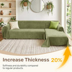 2 Pieces Sectional Couch Covers L Shaped Cover XL Green | Thick Washable Fabric - Image 3