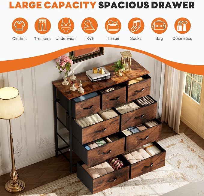 Sweetcrispy 9-Drawer Fabric Dresser Storage Tower - Image 7