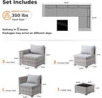 ovios 6 Pieces Patio Furniture Set, Outdoor Wicker Sectional Sofa - Image 7