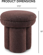 Furniture of America Rami Modern 17.5-inch Mushroom-Shape Upholstered Ottoman - Image 2