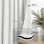 Off White 100% Blackout Linen Curtains 72 Inch Length 2 Panels Set - Image 3