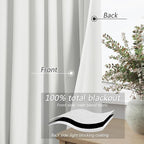 White 100% Blackout Linen Curtains 60 Inch Wide by 84 Inch - Image 4